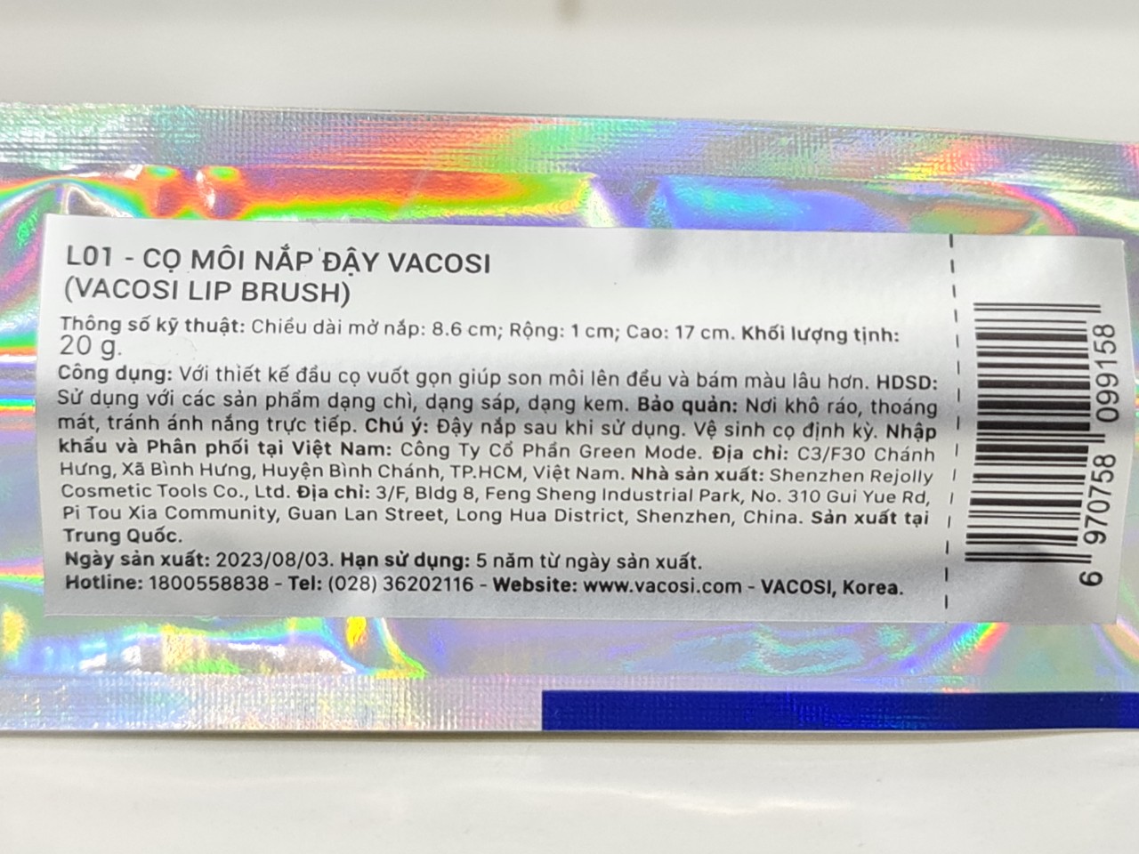Cọ Môi Vacosi L 01 Hàn Quốc