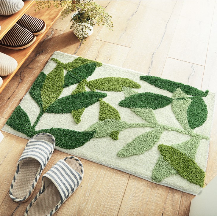 Thảm cotton len chiếc lá xanh