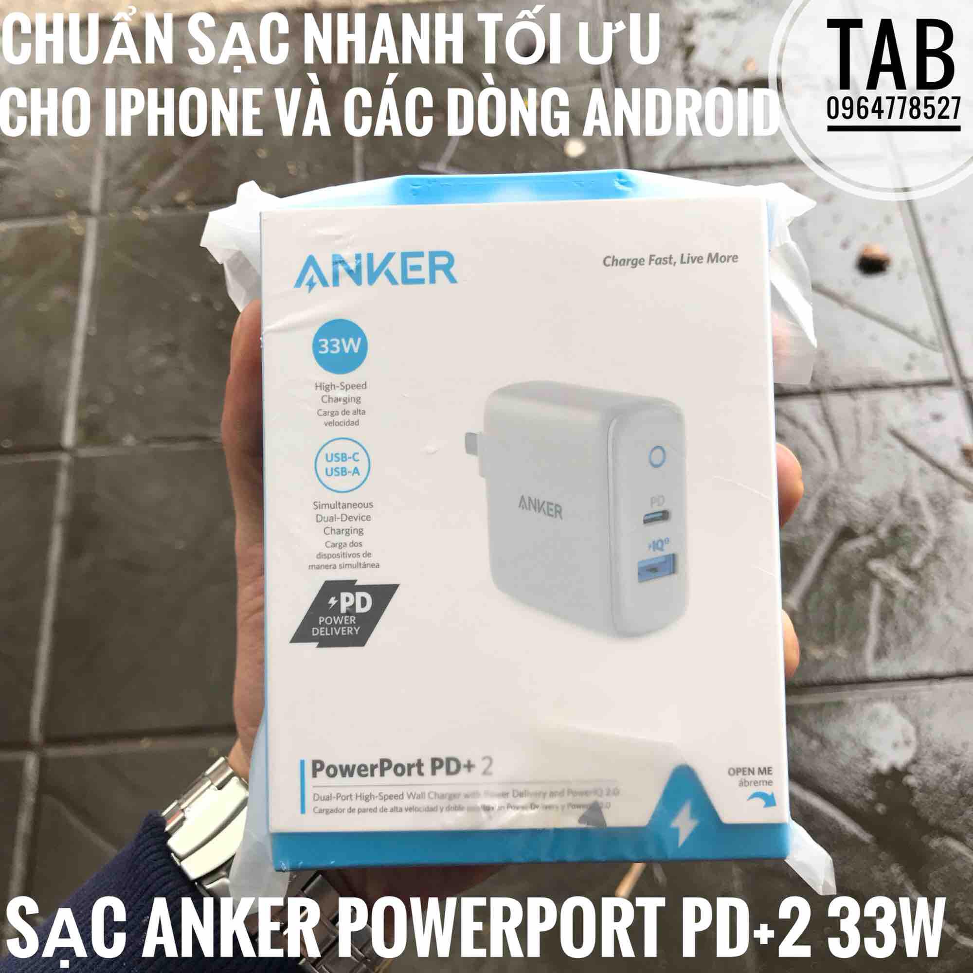 Củ Sạc Anker PowerPort Pd+2, Usb-c PD, PowerIQ2.0 33w - A2626