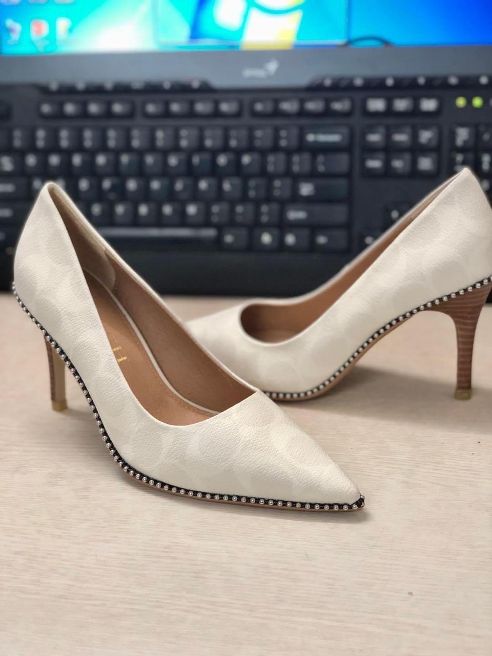 Giầy Coach Nữ Gót Nhỏ Cao 8cm Hàng Da Thật