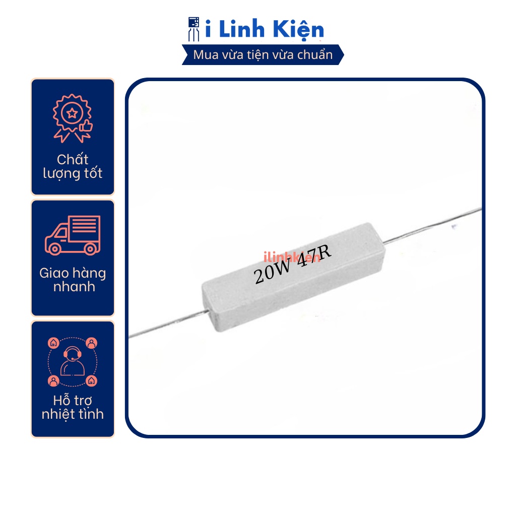 Điện trở sứ 20W 47R 5% chất lượng tốt