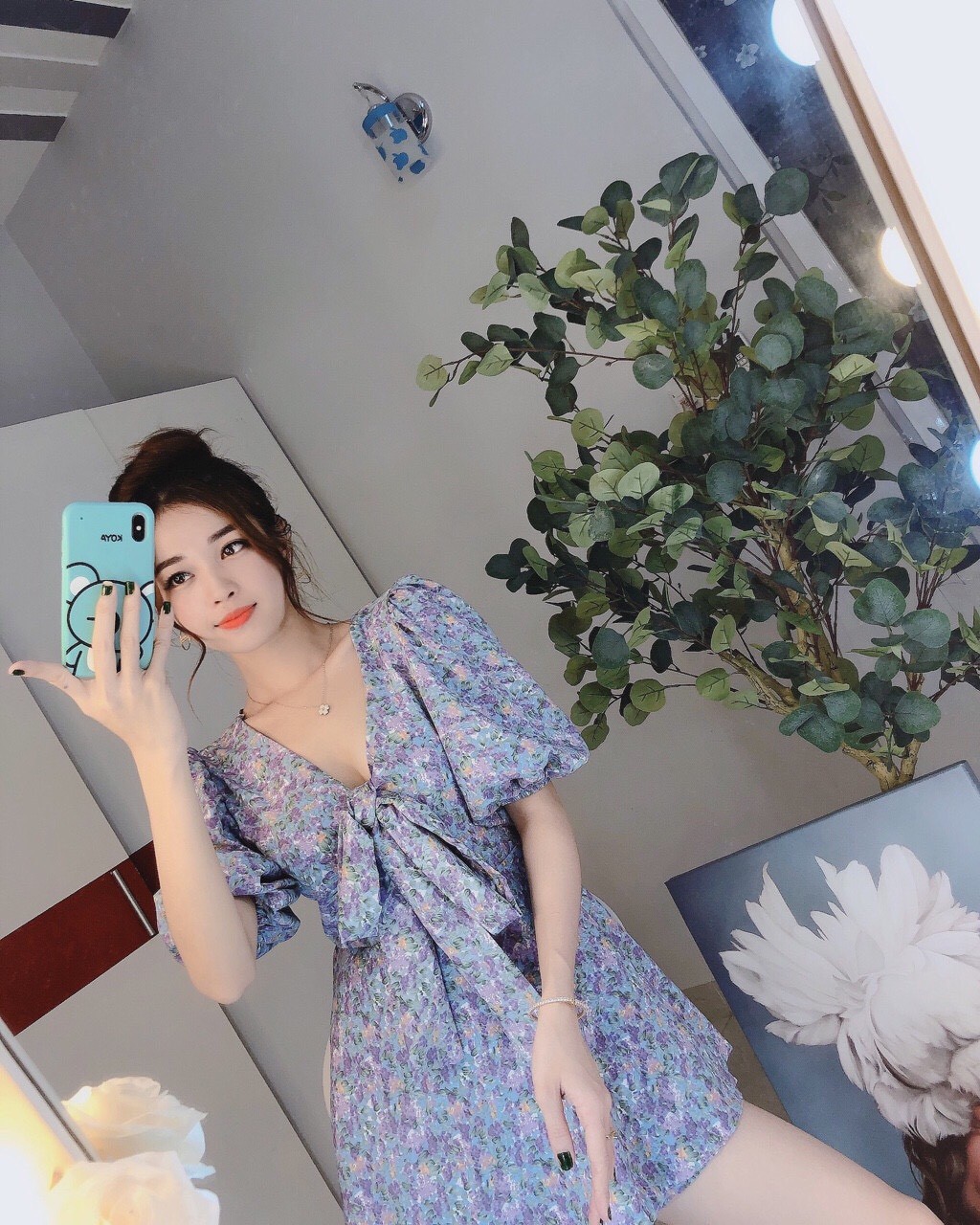 Đầm hoa cúc cột nơ - HM