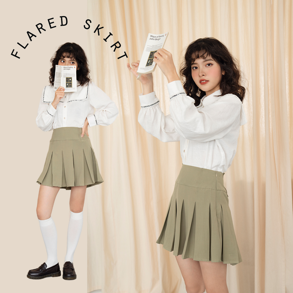 BLEUBIRD Chân váy xếp ly FLARED SKIRT