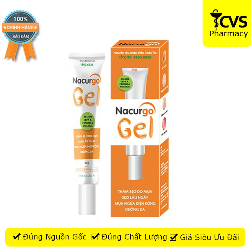 [HCM]Nacurgo Gel Đánh Bay Thâm Sẹo Mụn - Chặn Đứng Viêm Nang Lông Tuýp 20gr