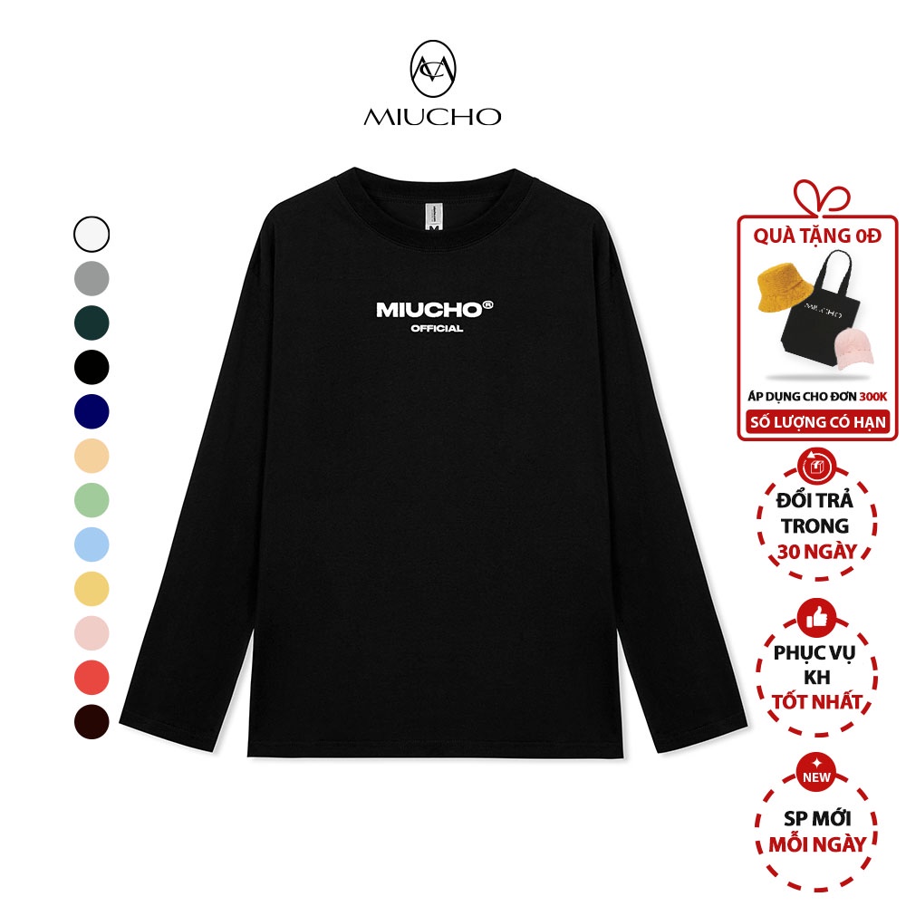 Áo tay dài nữ nhiều màu Miucho AD007 chất cotton co giãn in basic