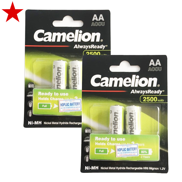 Combo 2 vỉ pin sạc AA Camelion 2500mAh (1 vỉ 2 viên)