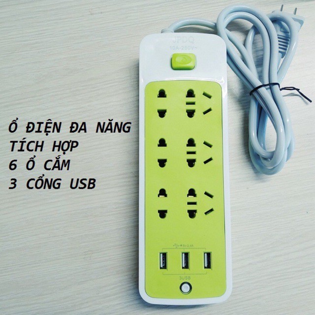 [HCM][ SẠC CỰC NHANH ] - Ổ CẮM ĐIỆN 6 LỖ SẠC NHANH KÈM 3 LỖ SẠC USB- NẠP ĐIỆN CẤP TỐC CHO MỌI THIẾT BỊ CHỐNG GIẬT TIẾT KIỆM ĐIỆN