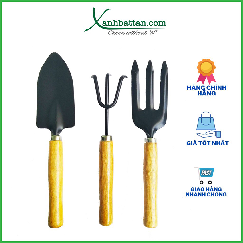 Bộ Ba Món Dụng Cụ Làm Vườn (Xẻng làm vườn - Xới đất - Cào đất)