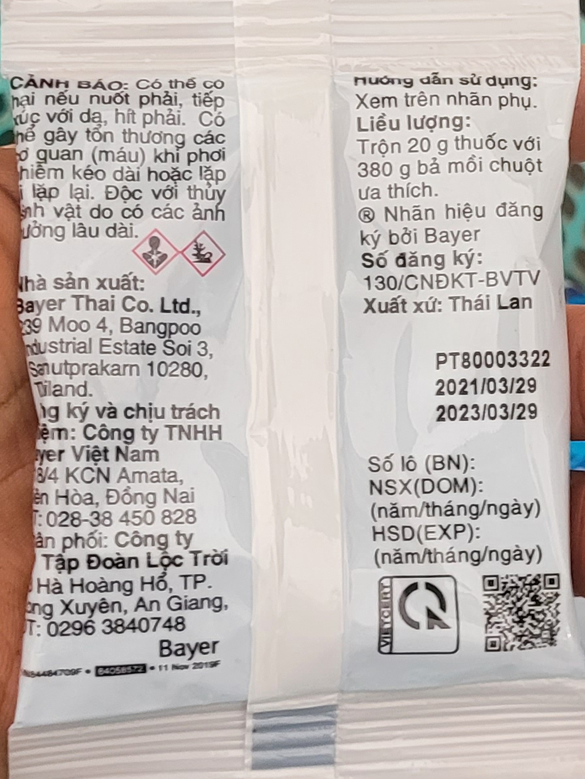 RACUMIN TP 0,75 (thuốc diệt chuột của ĐỨC) gói 20gr