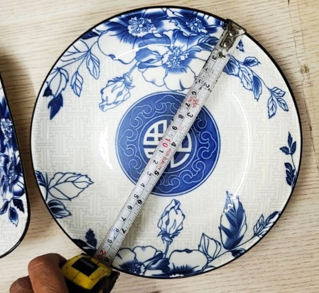Bộ tô, chén, dĩa gốm sứ hoa văn Chữ Phúc (Gồm 3 Tô kiểu Nhật, 4 Dĩa , 10 Chén cơm)+ Tặng 10 đôi đũa nhựa xoắn 2 đầu