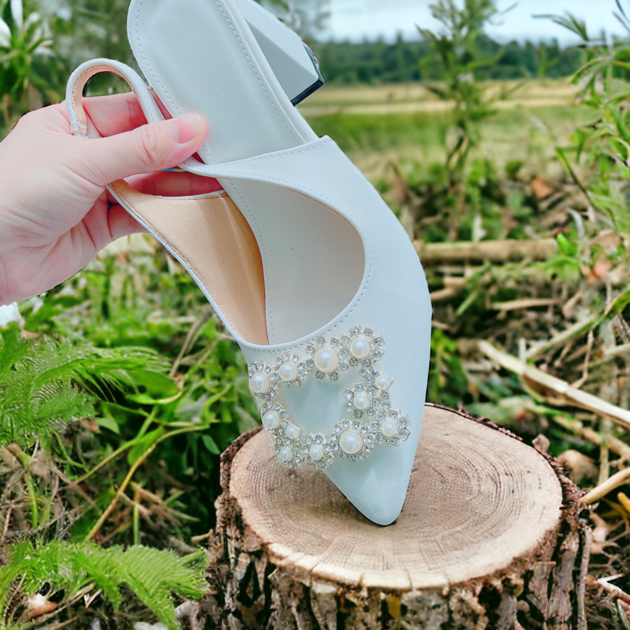 Giày cao gót khóa đá sang chảnh cao 9cm - B33