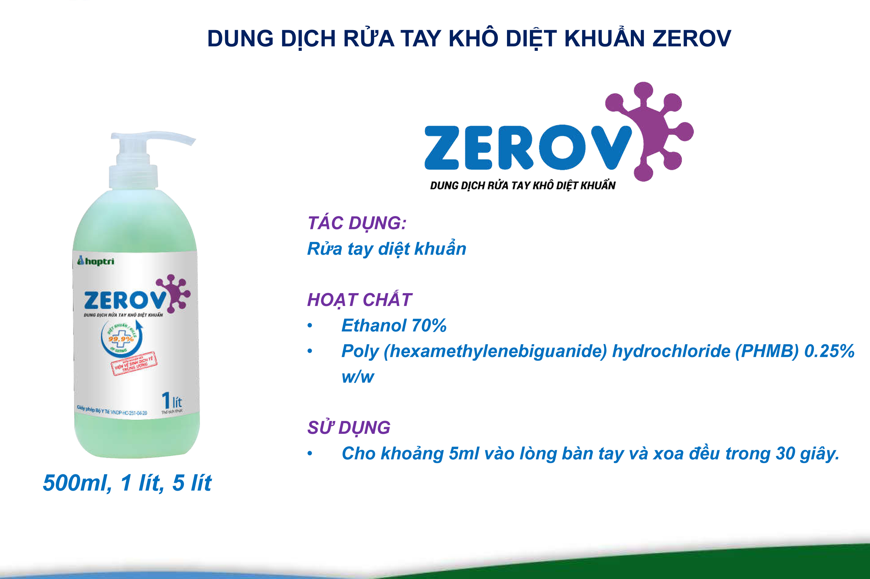 Dung dịch rửa tay khô diệt khuẩn Zero V 500ml Dạng Xịt