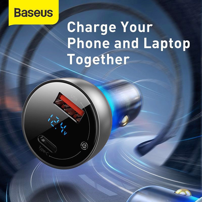 Pipe insulation fast charging high capacity 65W baseus particular digital display QC + PPS dual (65W,USB + Type C, LCD display, PD/PPS/QC3.0 Quick Charger car charger)