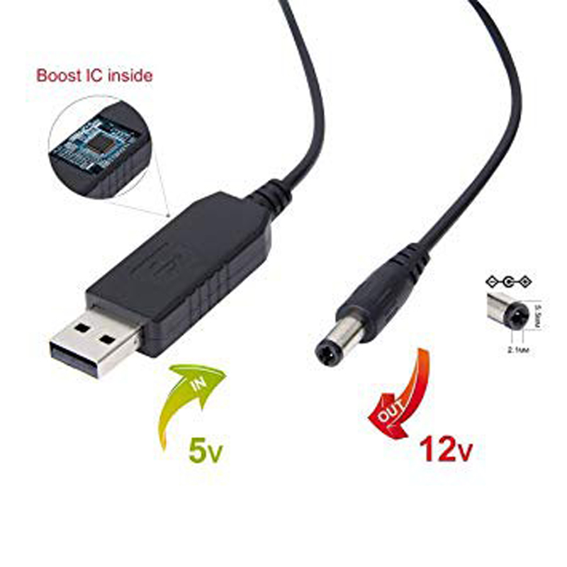 Dây cáp cấp nguồn Wifi, chuyển Đổi 5V USB sang 12V (sạc dự phòng cấp nguồn Wifi khi cúp điện)