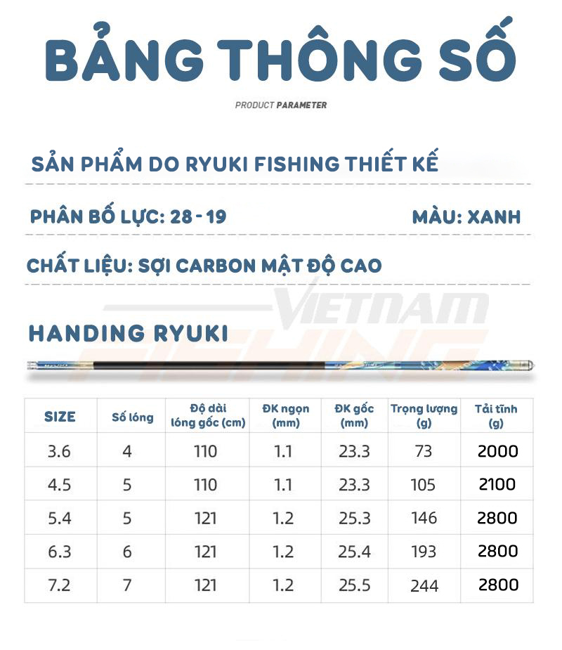 Cần tay Hanidng Ryuki 6H - model 2020