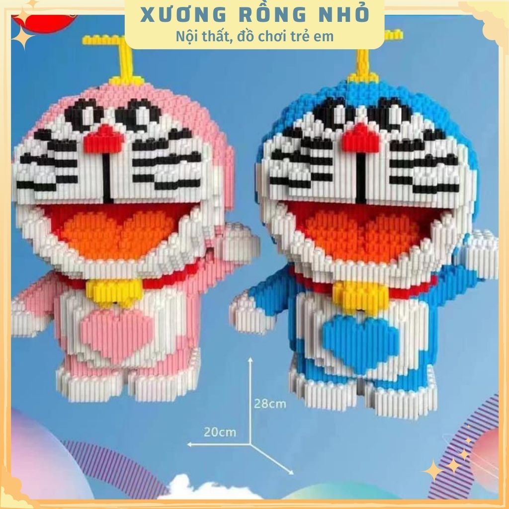 Lego doramon thần tài size 40cm, Thần Tài 41cm, Lego thần tài size lớn tặng kèm búa Xương Rồng Nhỏ