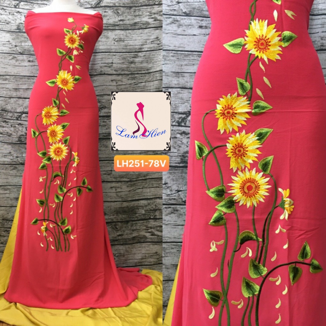 Vải may áo dài bông thêu LH251