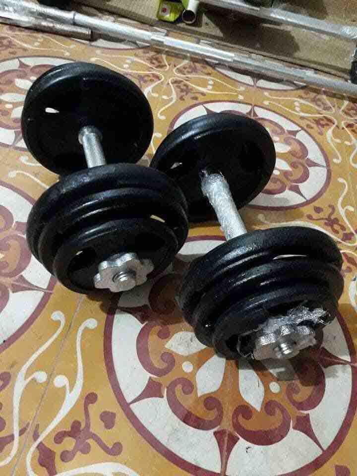 Combo 40kg tạ gang+ 2 đòn tay 35cm có thể điều chỉnh trọng lượng