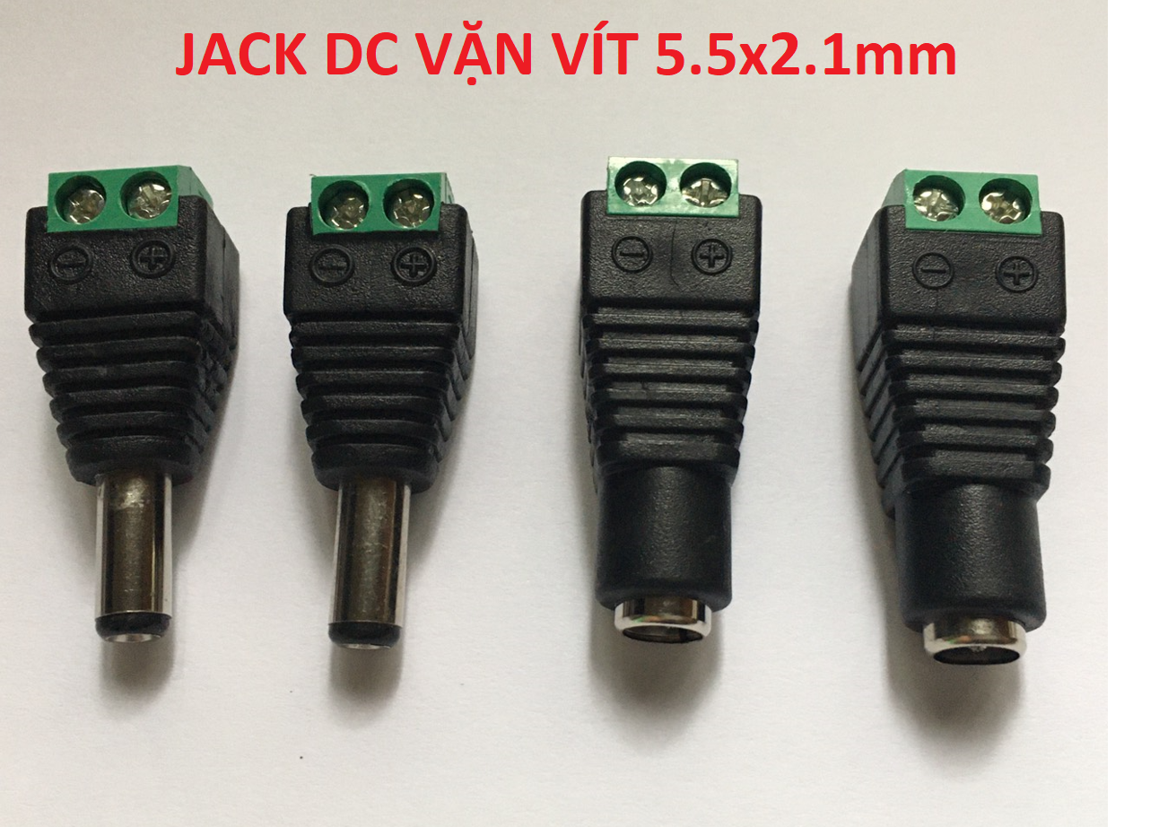 Jack DC nối nguồn đực, cái có vặn vít