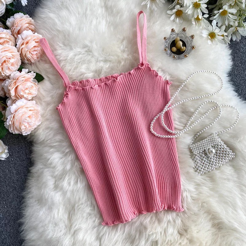 Áo 2 dây sợi bún áo croptop thun gân đẹp ôm siêu mát