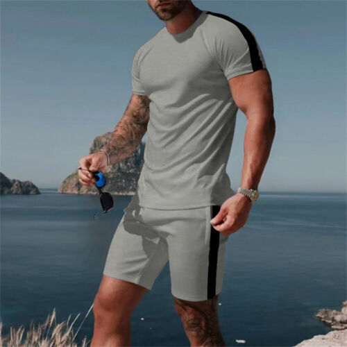 Summer Men's T-shirt Suit Solid Color Simple Casual Sweatshirt A Set Of Short-Sleeved Shorts Two Pieces Of Street Wear Clothes