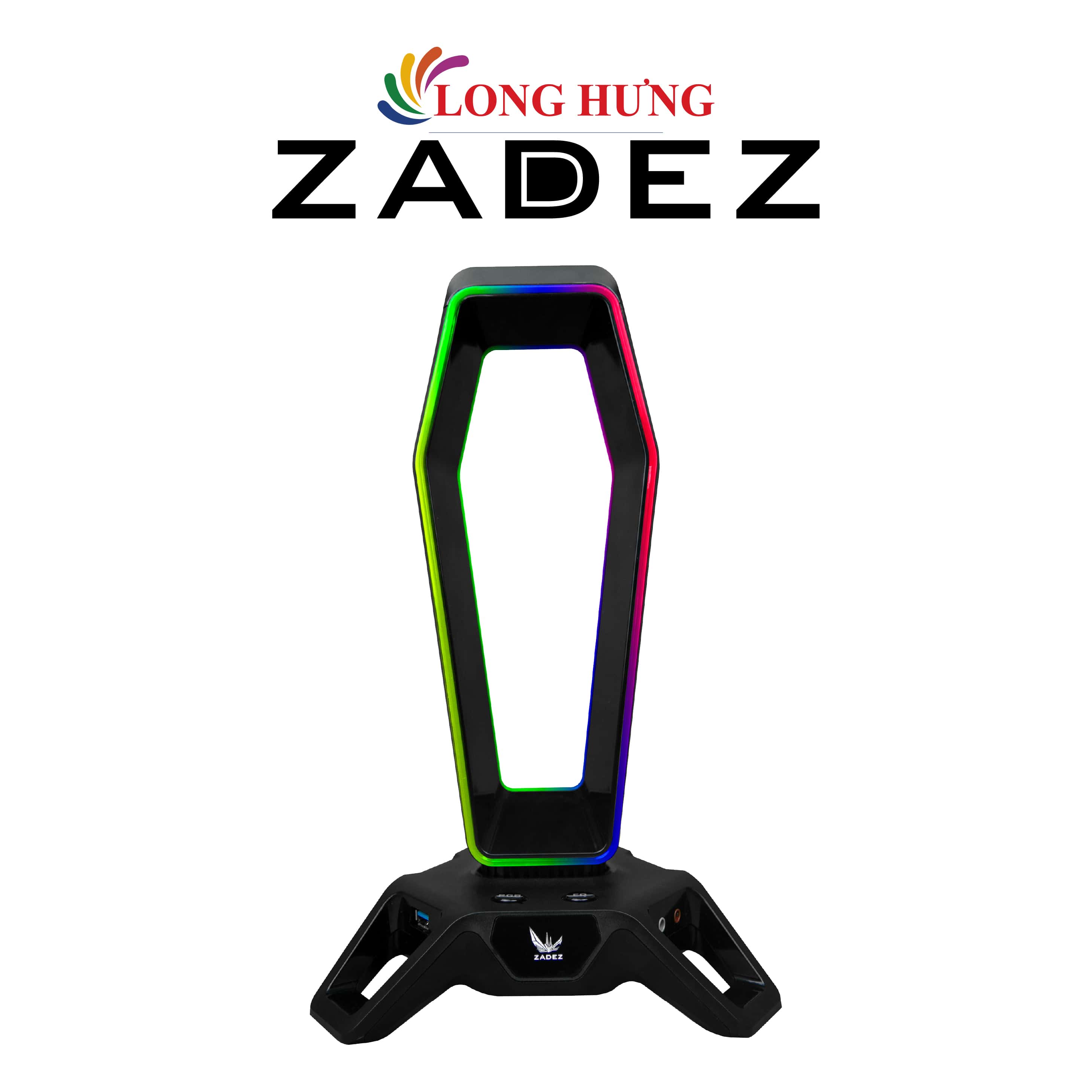 Đế treo tai nghe zadez headset stand zhs-702g - hàng chính hãng - có sẵn soundcard 7.1, 3 cổng usb 3.0 tốc độ cao
