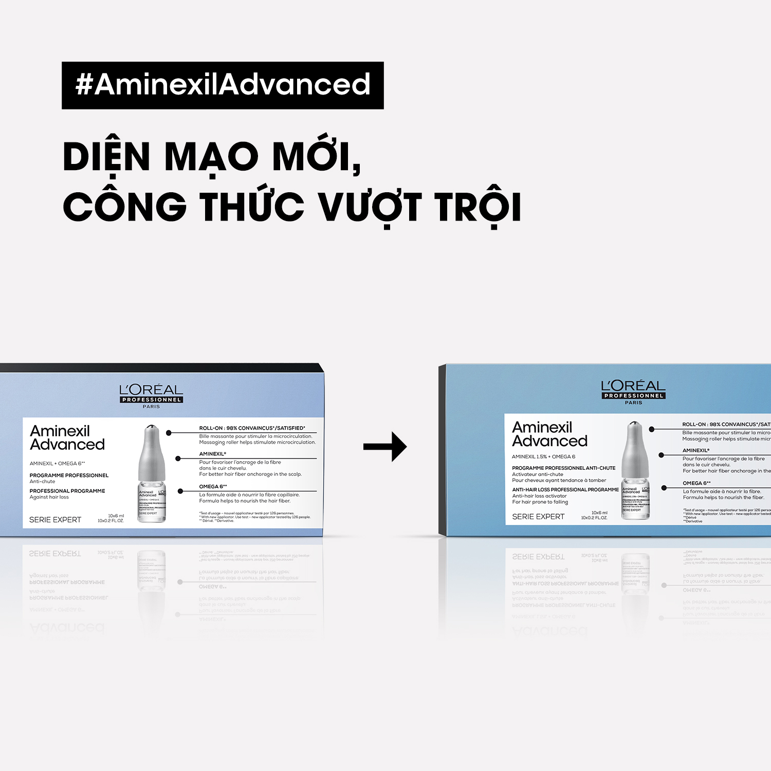 Tinh chất giảm rụng tóc chuyên nghiệp L'Oréal Professionnel Aminexil Advanced Ampoule (10 lọ x 6ml) MỚI