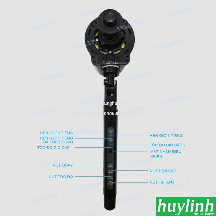 [HCM]Quạt cây đứng Tiross TS9183 - Malaysia - Có Remote