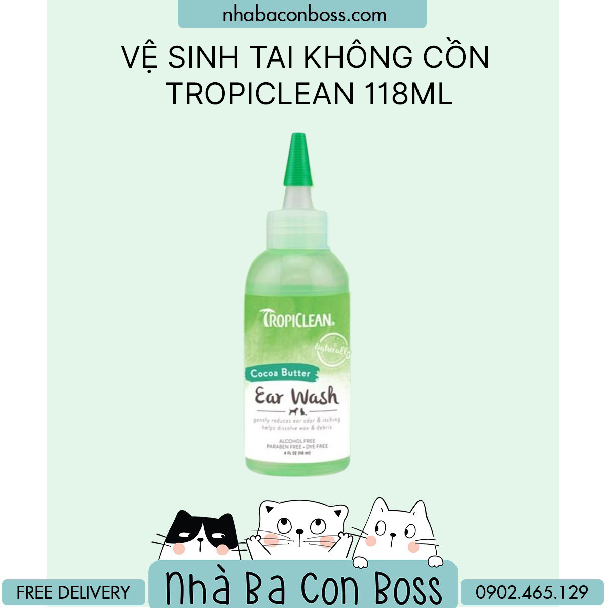 [Vệ Sinh Tai] Dung Dịch Tropiclean Oxymed Cho Mèo/ Chó Chai 118ml