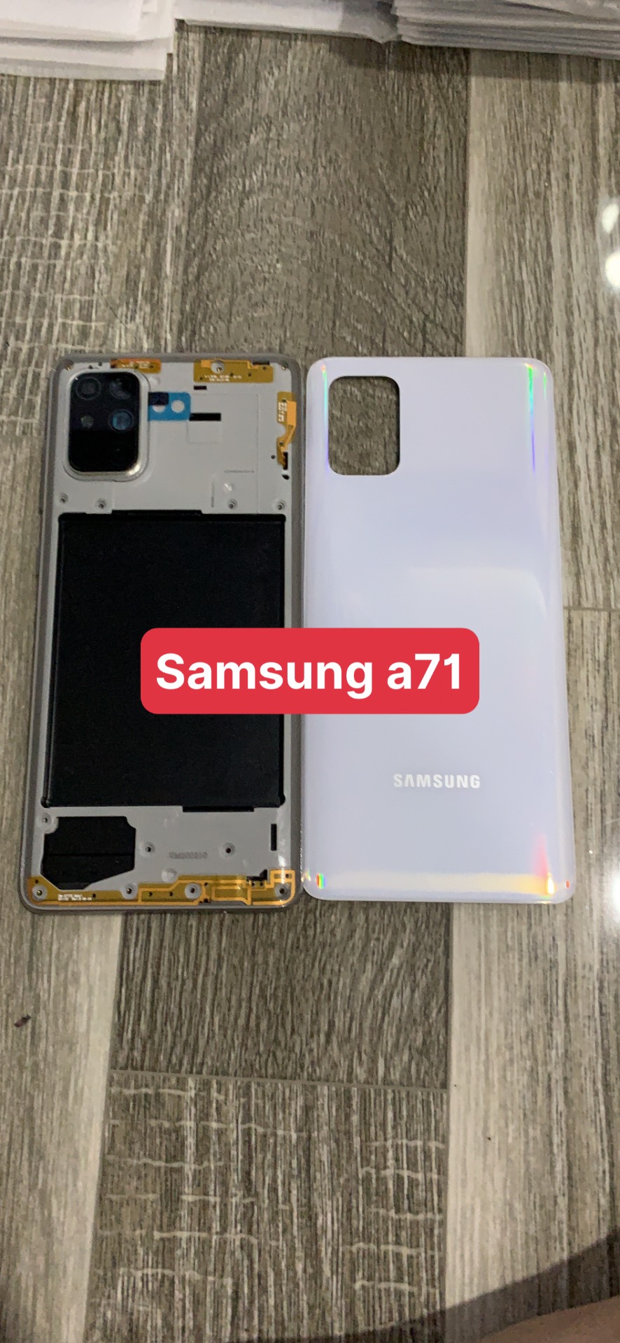 bộ vỏ samsung A71 ZIN ( bao gồm có cả khe sim)