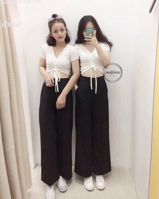 [HCM]QUẦN ĐEN ỐNG RỘNG LƯNG CAO