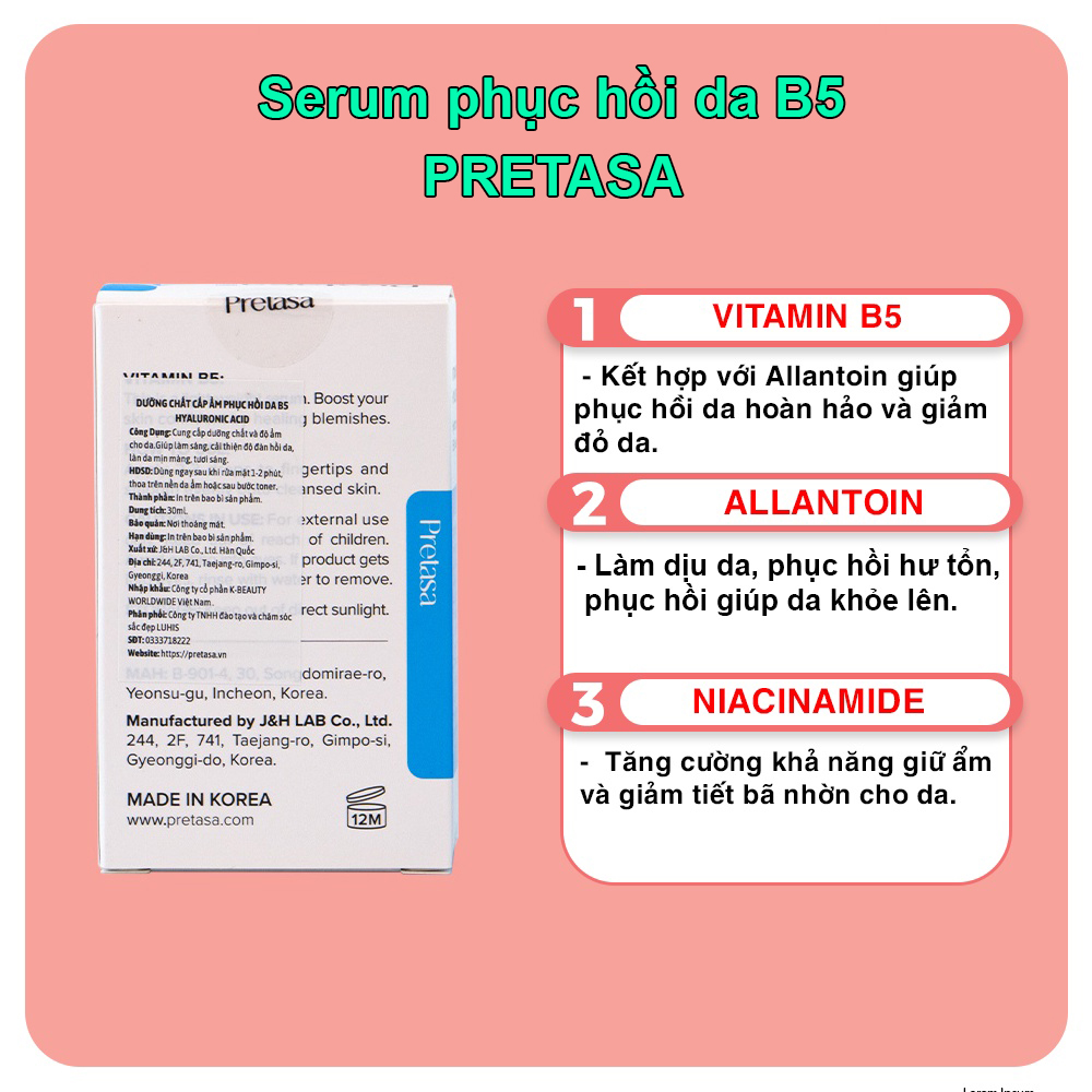 Serum Cấp Ẩm Phục Hồi Da Pretasa B5 30ml