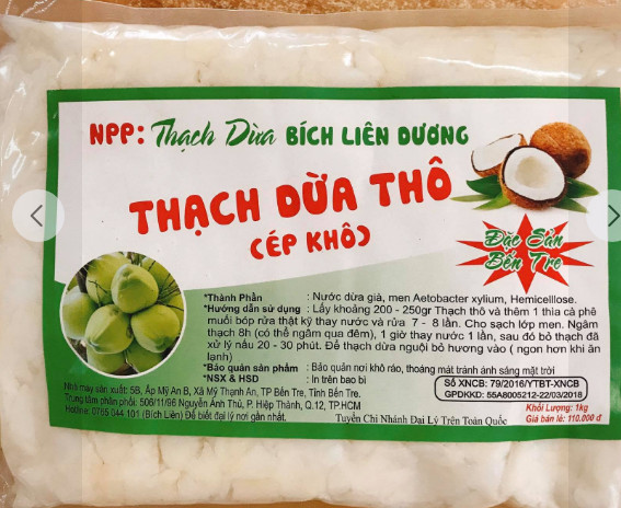 1kg thạch dừa thô bích liên dương - tặng kèm hương dừa giá cho khách sỉ và lẻ