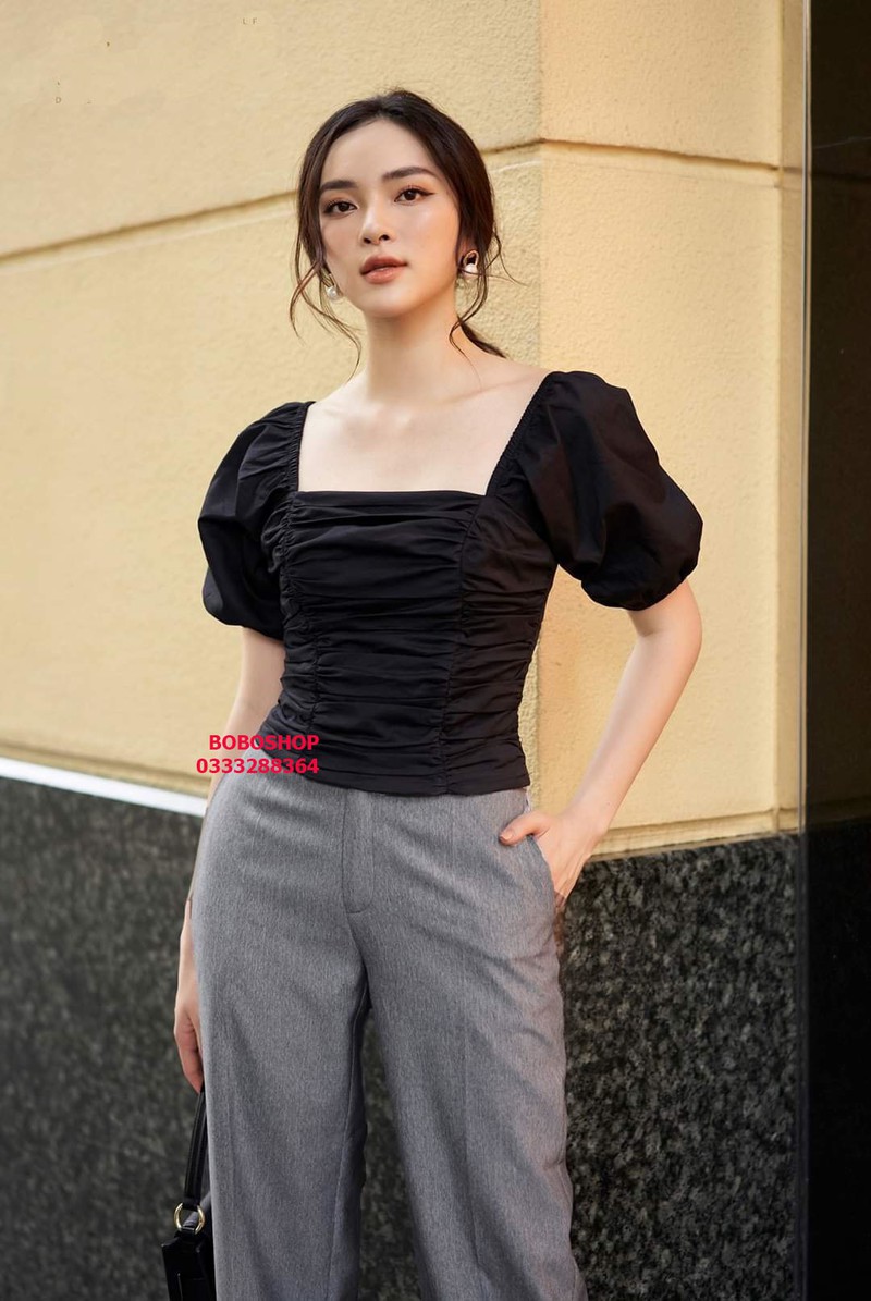 [HCM]ÁO NHÚN THUN CỔ VUÔNG SIÊU SANG CHẢNH