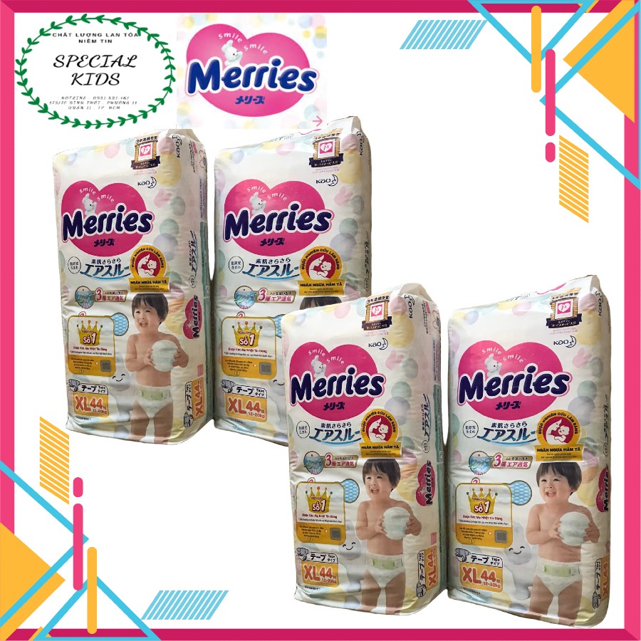 [TEM PHỤ CHÍNH HÃNG KAO] Tã/Bỉm DÁN Merries nội địa Nhật Size XL44 (12-20kg)