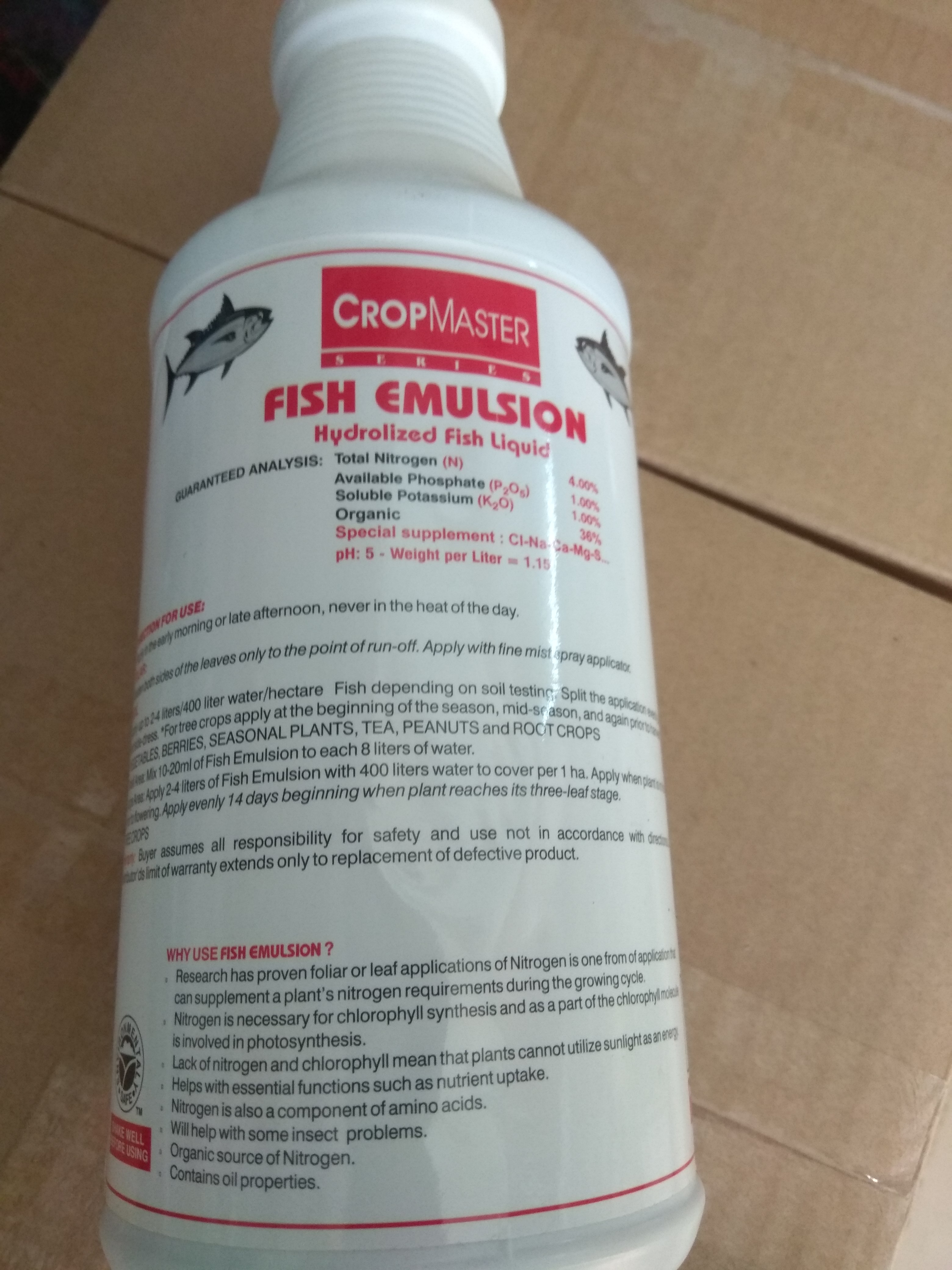 Phân hữu cơ đa lượng đạm cá cô đặc FISH EMULSION - Chai 1 lít