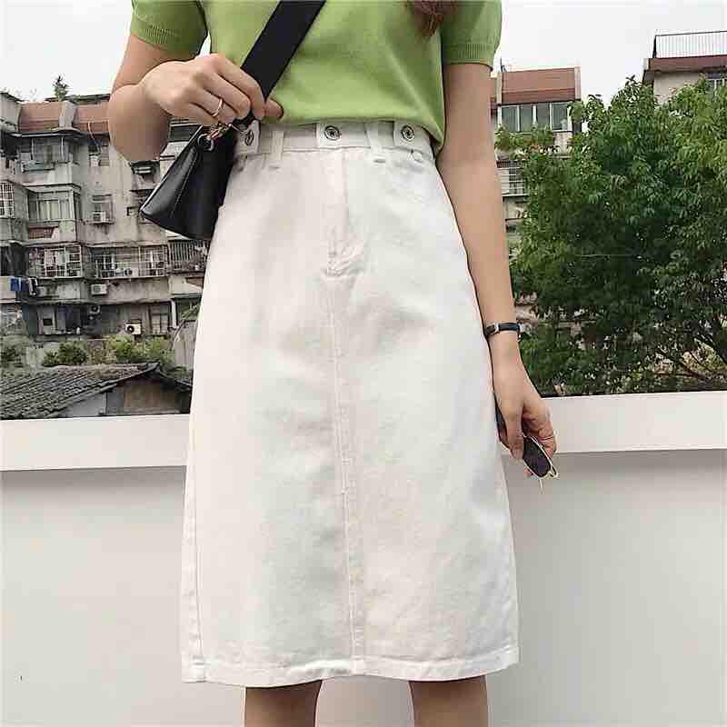 Chân váy cạp cao dài qua gối siêu đẹp