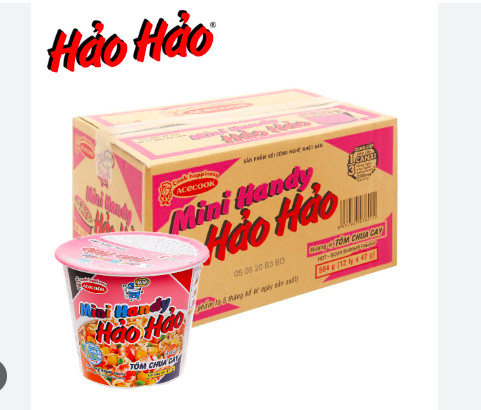 ( Thùng 12 ly ) Mì Mini Handy Hảo Hảo Tôm Chua Cay 47g