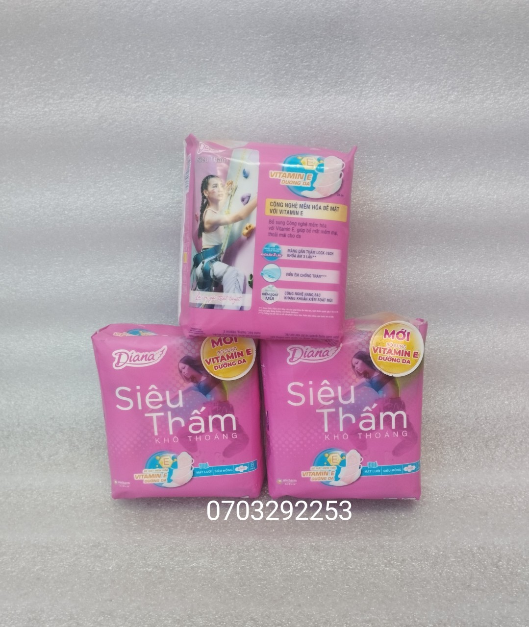 Combo 3 gói băng vệ sinh Diana siêu thấm siêu mỏng cánh 8M