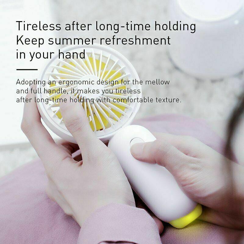 Quạt mini cầm tay pin sạc Baseus Firefly Mini Fan LV491 (Portable Rechargeable Mini USB Hand Fan) 3-Tốc Độ Có Thể Điều Chỉnh Cho Sinh Viên nhân viên văn phòng