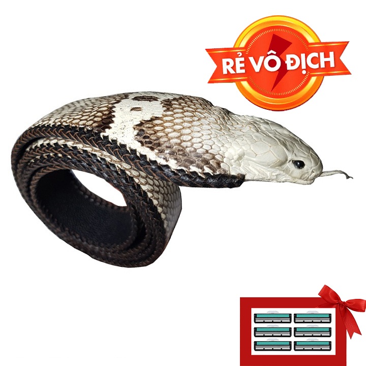 [HCM]Thắt lưng da rắn hổ mang nguyên con Ruby Luxury  tặng 6 lưỡi dao cạo râu kép trị giá 60.000 đ