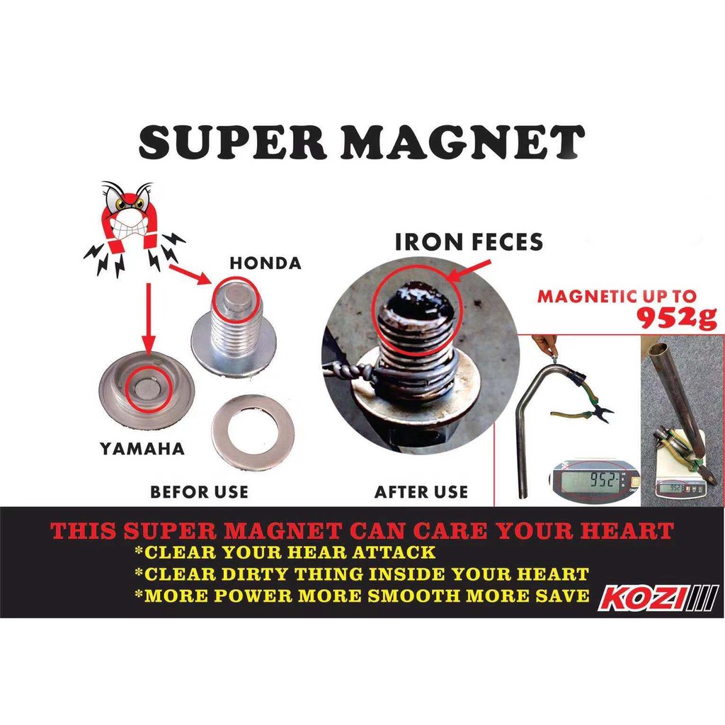 COMBO 4 ỐC XẢ NHỚT NAM CHÂM KOZIII MALAYSIA