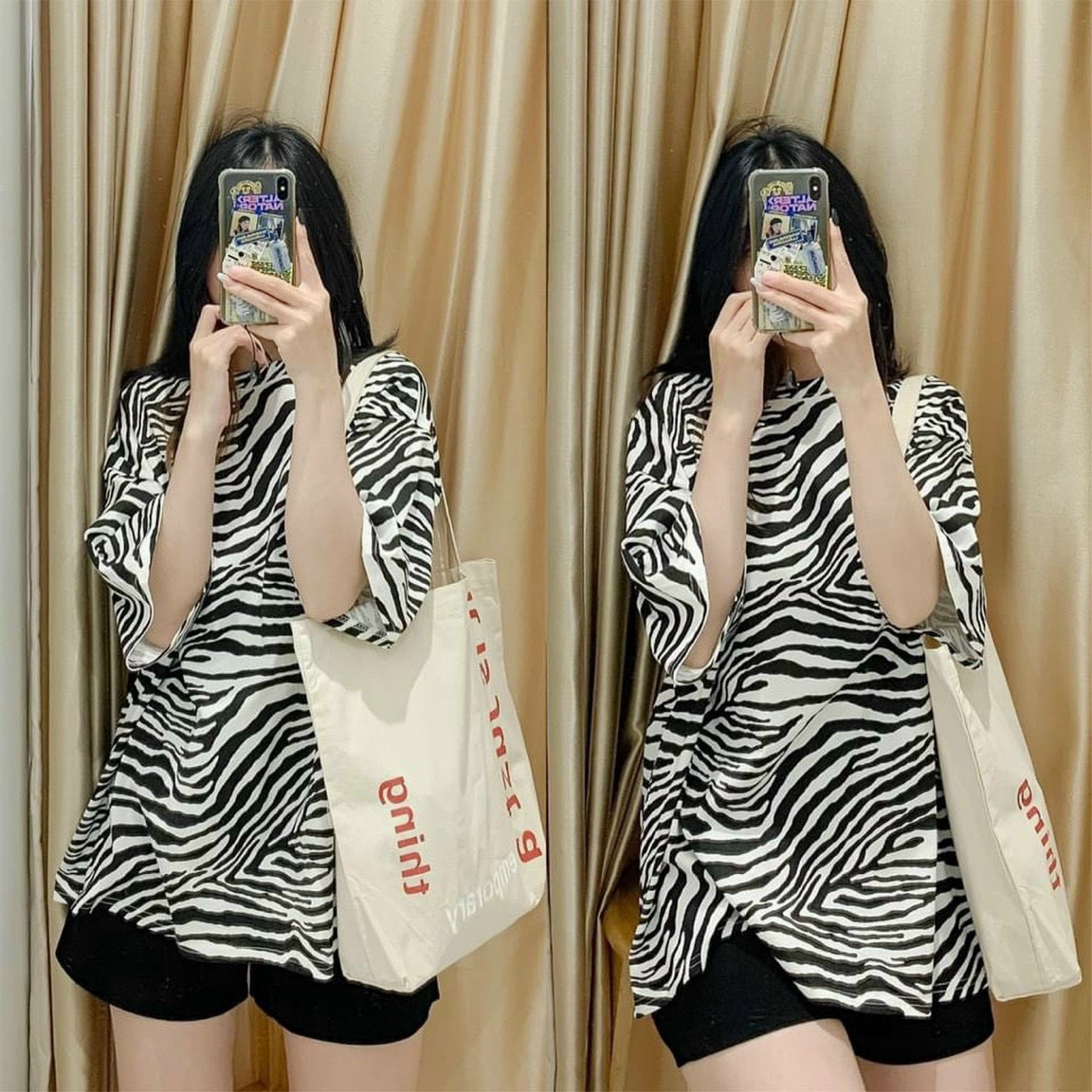 Áo thun form rộng phối màu ngựa vằn cực hot , chất thun coton tici dày dặn mềm mịn