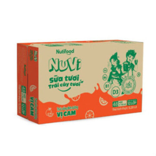 Thùng 48 hộp 110ml sữa trái cây tươi vị cam/nho Nuvi