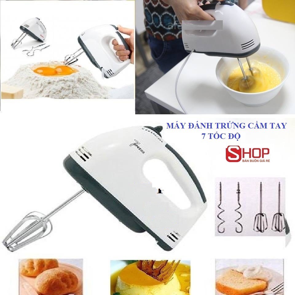 [FREE SHIP] Máy đánh trứng 7 tốc độ 1800w bảo hành 12 tháng Máy nhào bột