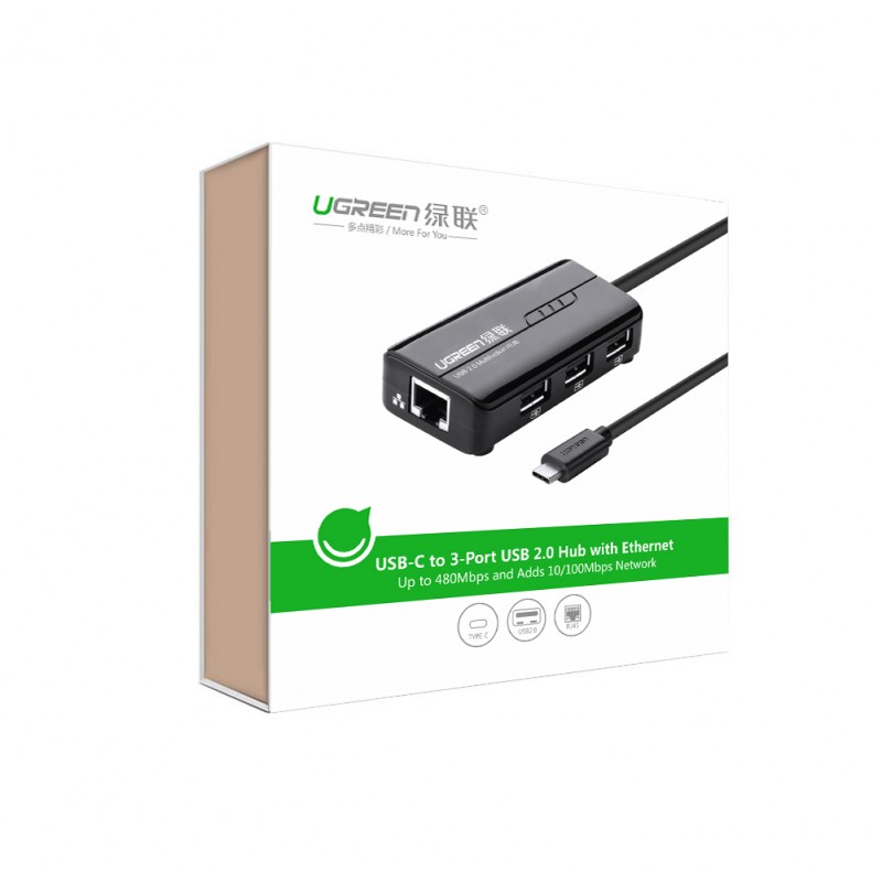 Cáp USB 3.1 Type C to Lan và 3 cổng USB 2.0 Ugreen UG-30289