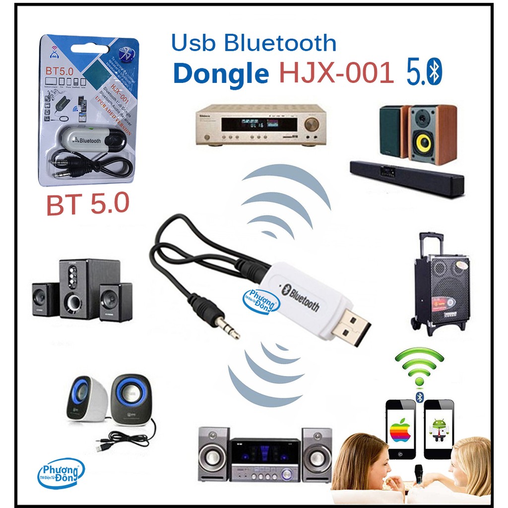 USB Bluetooth 5.0 Biến loa thường thành loa Bluetooh, kết nối âm thanh với Loa, Amply qua Bluetooth - Dongle Phụ kiện ATi