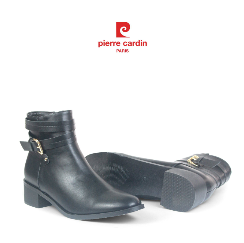 Giày boot/ Bốt nữ Pierre Cardin cổ thấp, da cao cấp, đế cao 4,5cm, thiết kế khuya thời trang -  247