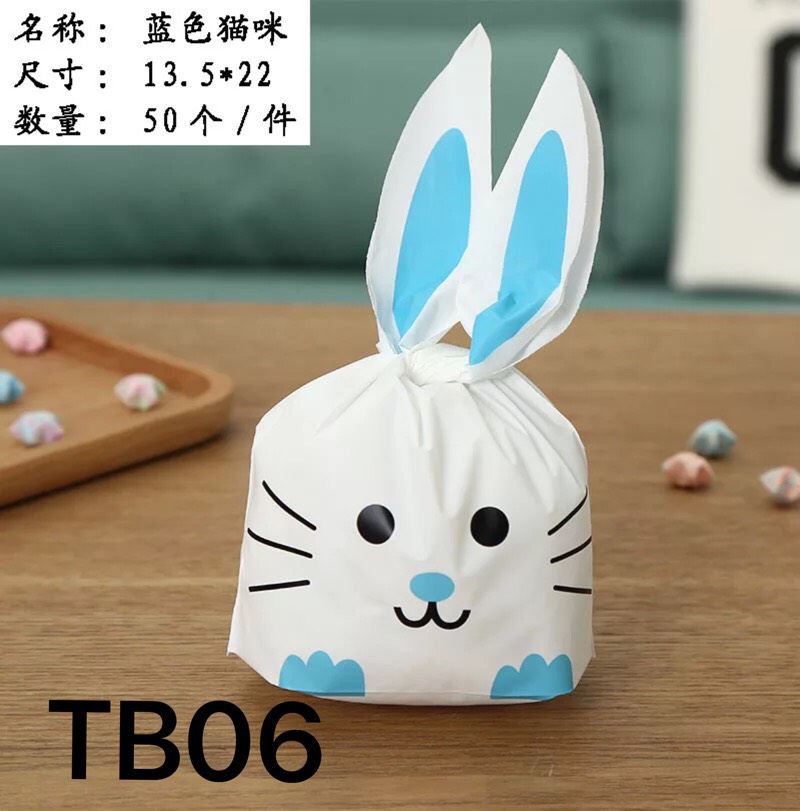 Túi đựng bánh kẹo tai thỏ nhiều họa tiết 50 chiếc