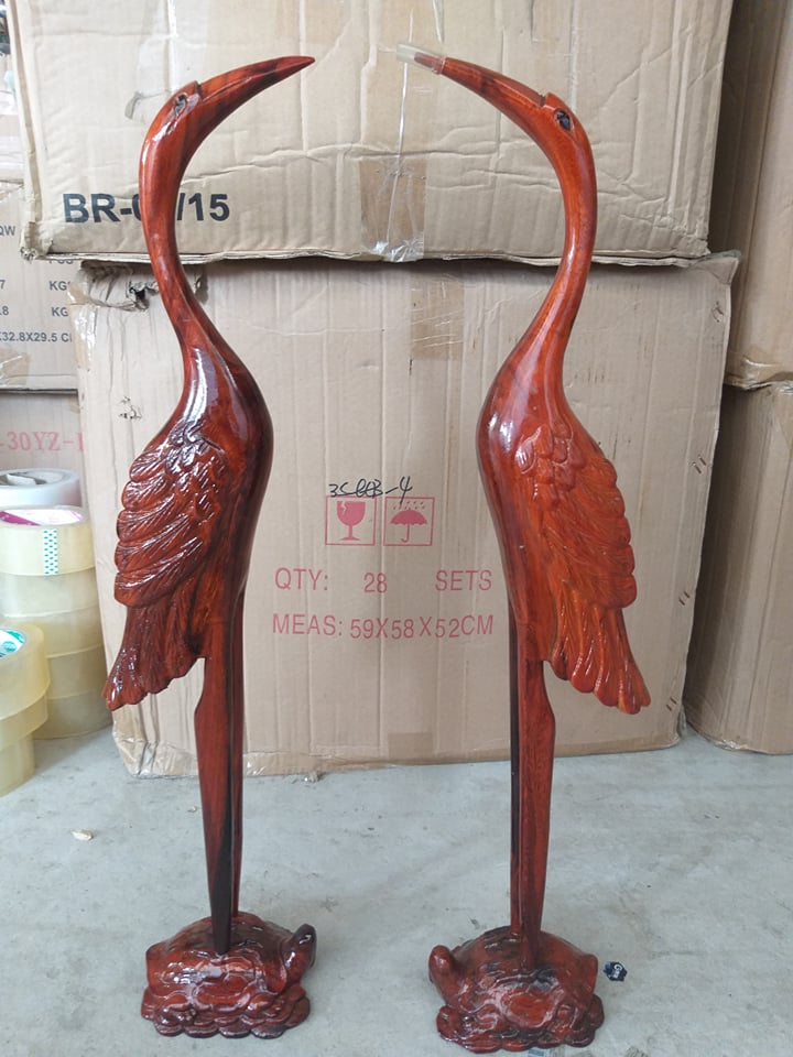 Cặp Hạc thờ bằng gỗ xoan đào